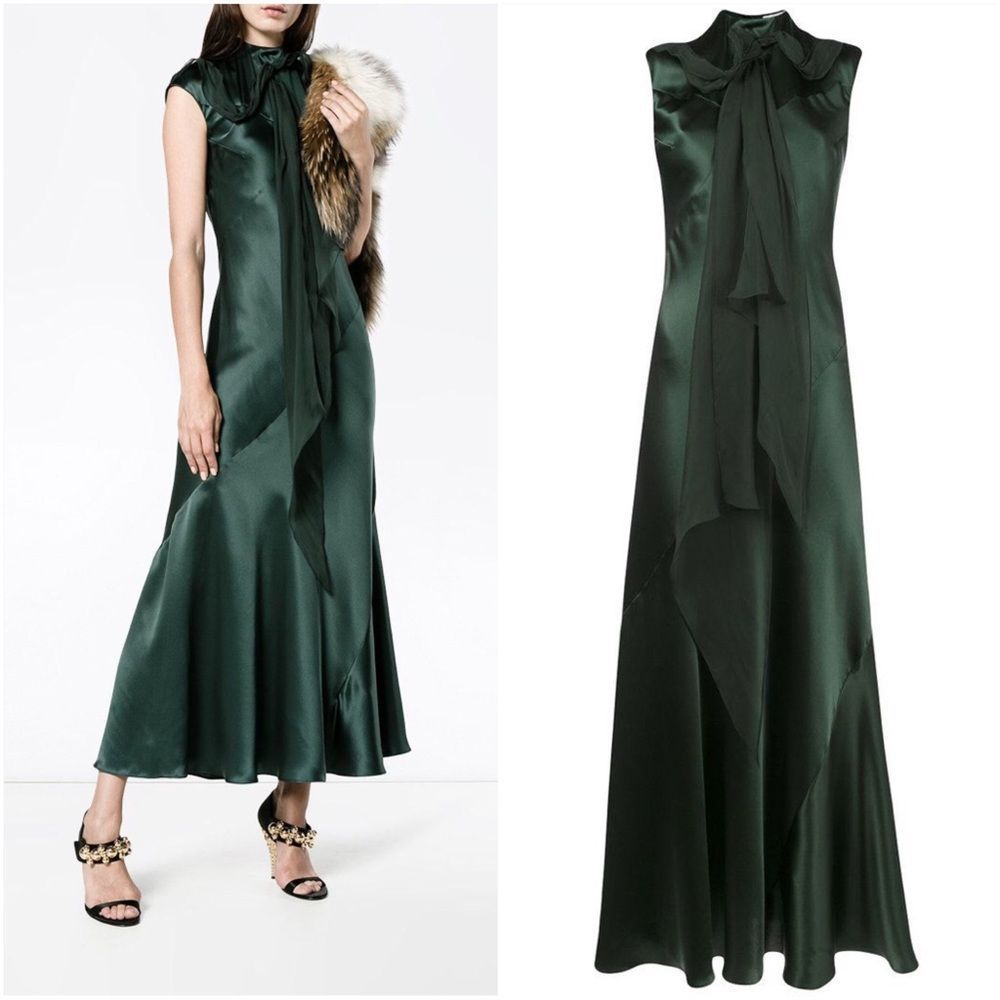 OLIVIER THEYSKENS Tie-Front Silk Bias Gown in